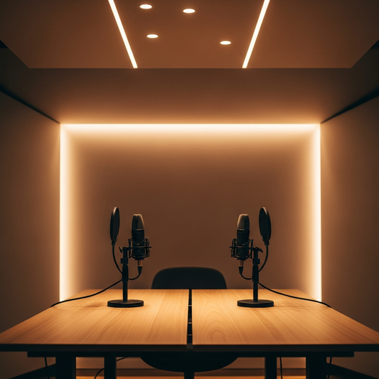 Professional podcast studio representing the Kevin Trudeau and Kute Blackson interview on the success code within you
